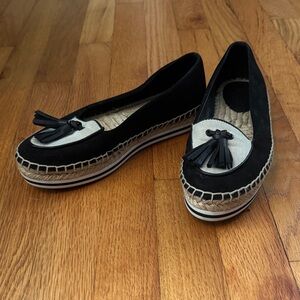 Coach Black and Cream Tassel Loafers